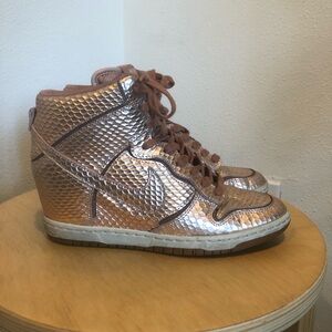 Nike Women's Metallic Rose Gold Wedge High-Top Sneakers